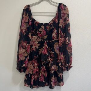 Lulu's Vibrant Floral Long Sleeve Dress